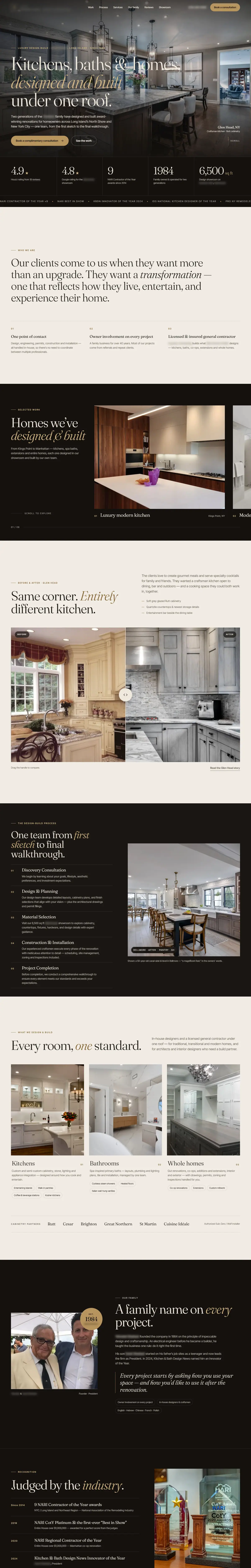 Homepage redesign concept for a kitchen & bath design-build firm in New York, US, desktop