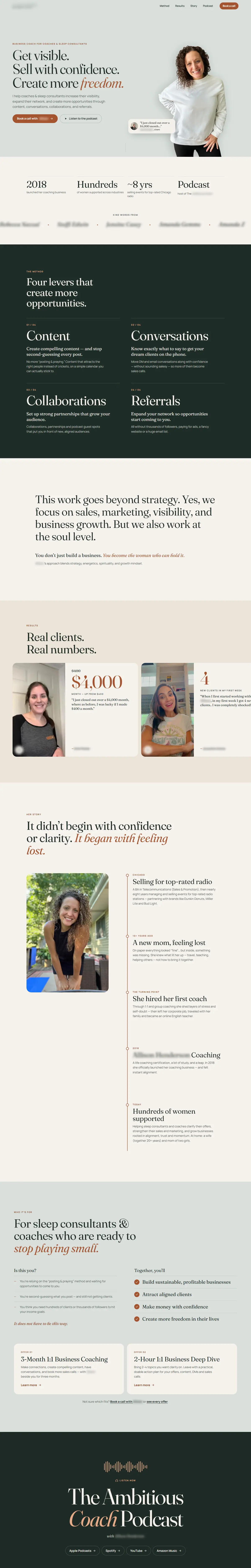 Homepage redesign concept for a business coach for coaches in Online, US, desktop